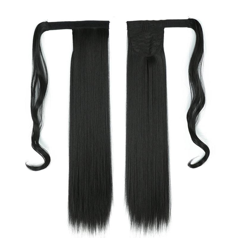 Long Straight Ponytail Extensions Synthetic Hair Piece Wrap Around Pony Tail