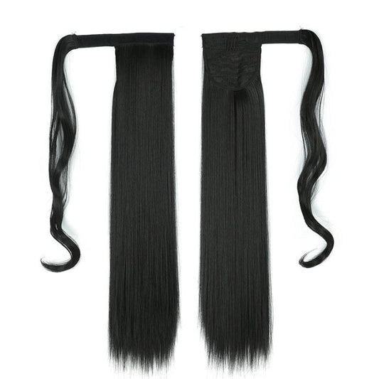 Long Straight Ponytail Extensions Synthetic Hair Piece Wrap Around Pony Tail