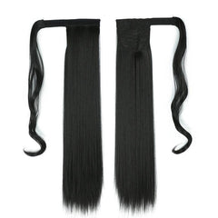 Long Straight Ponytail Extensions Synthetic Hair Piece Wrap Around Pony Tail