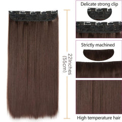 Synthetic Clip In Hair Extensions for Women Long Straight Hair - Natural Look