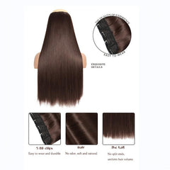 Synthetic Clip In Hair Extensions for Women Long Straight Hair - Natural Look