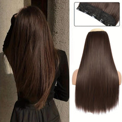 Synthetic Clip In Hair Extensions for Women Long Straight Hair - Natural Look