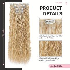 6pcs Long Curly Clip In Hair Extensions for Daily Use