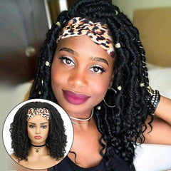 Short Headband Dreadlock Wig Curly Synthetic Hair Goddess Hand Braided Twist Bro