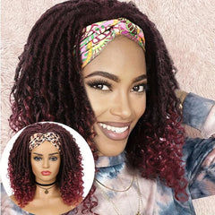 Short Headband Dreadlock Wig Curly Synthetic Hair Goddess Hand Braided Twist Bro