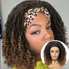 Short Headband Dreadlock Wig Curly Synthetic Hair Goddess Hand Braided Twist Bro