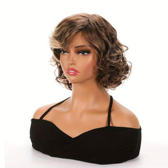 Brown Short Bob Curly Hair Wigs For Women Synthetic Heat Resistant Hair Wigs