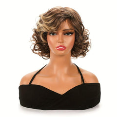 Brown Short Bob Curly Hair Wigs For Women Synthetic Heat Resistant Hair Wigs