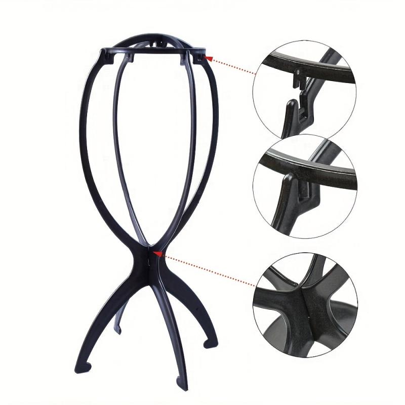Plastic Wig Head Holder Mannequin Stand Portable Folding Flexible Wig Stand