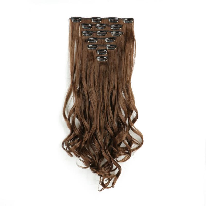 7pcs Long Curly Wavy Hair Extensions Synthetic Fiber Hair Pieces for Daily Use