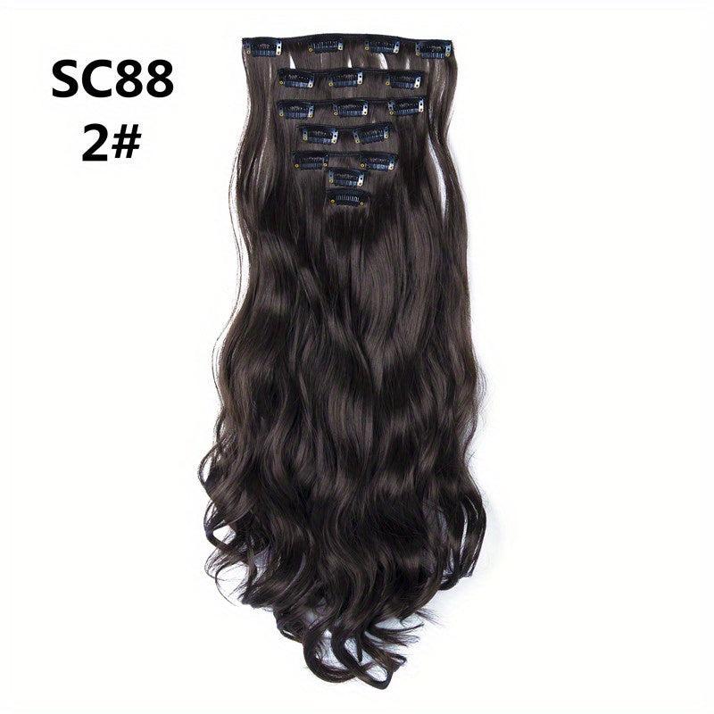 7pcs Long Curly Wavy Hair Extensions Synthetic Fiber Hair Pieces for Daily Use