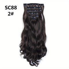 7pcs Long Curly Wavy Hair Extensions Synthetic Fiber Hair Pieces for Daily Use