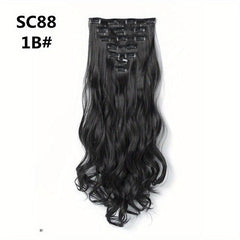 7pcs Long Curly Wavy Hair Extensions Synthetic Fiber Hair Pieces for Daily Use