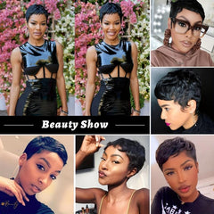 Short Pixie Cut Human Hair Wigs for Women 10-32 cm