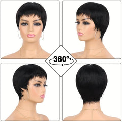 Short Pixie Cut Human Hair Wigs for Women 10-32 cm