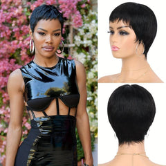 Short Pixie Cut Human Hair Wigs for Women 10-32 cm