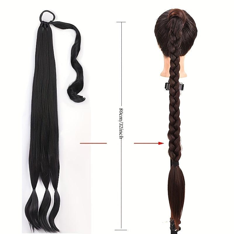 Long Straight Ponytail Extension with String Wrap