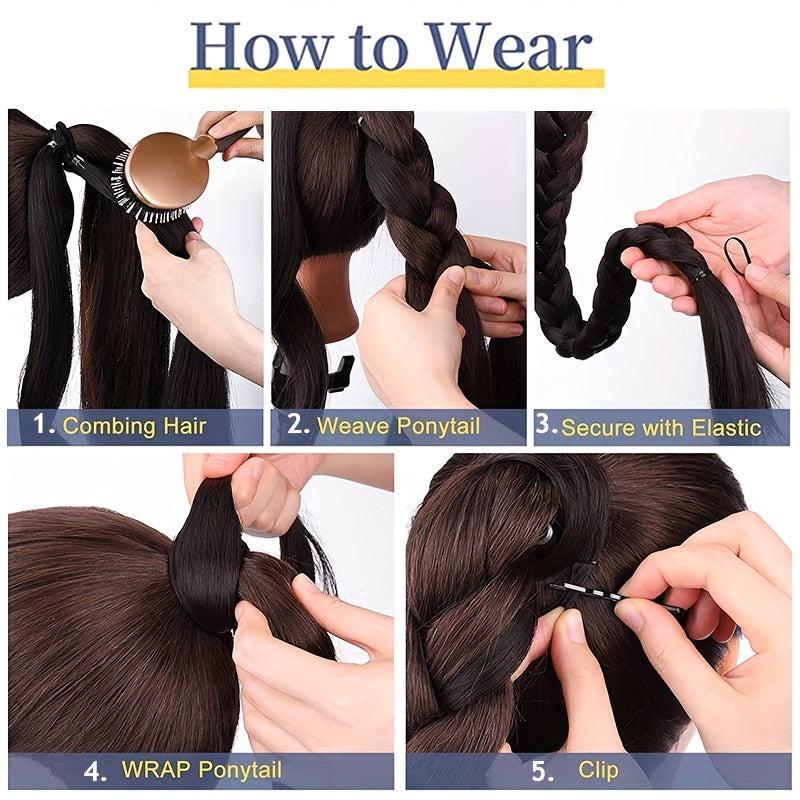 Long Straight Ponytail Extension with String Wrap
