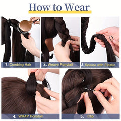 Long Straight Ponytail Extension with String Wrap