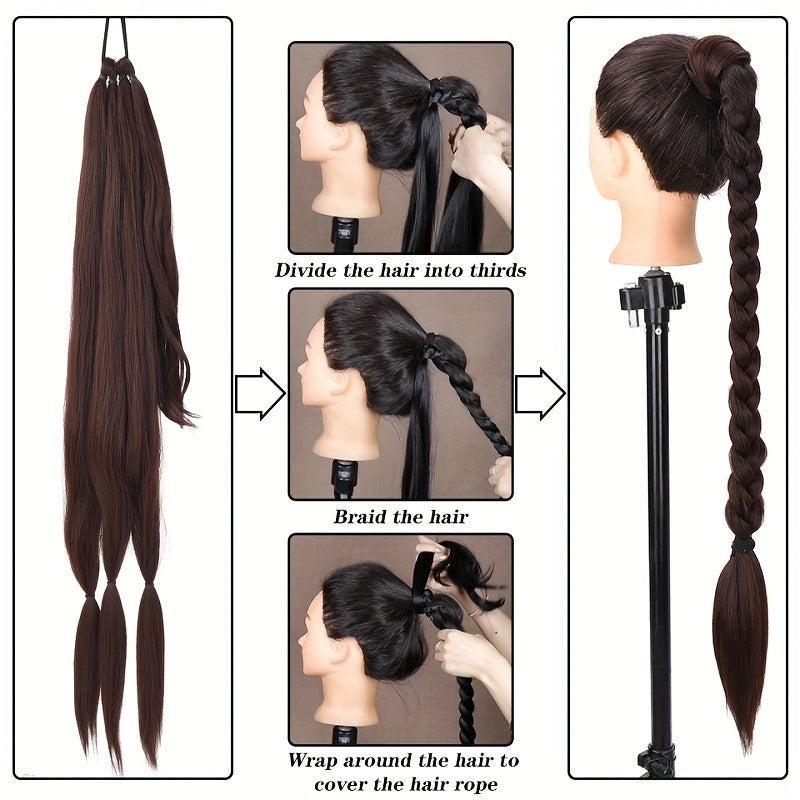 Long Straight Ponytail Extension with String Wrap