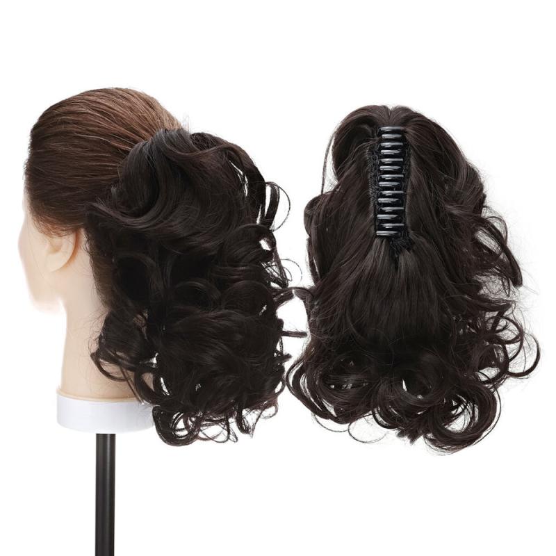 35 56 Cm Short Claw Ponytail Hair Extensions Curly Real Hair Piece Clip In Hair