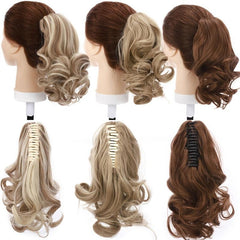35 56 Cm Short Claw Ponytail Hair Extensions Curly Real Hair Piece Clip In Hair