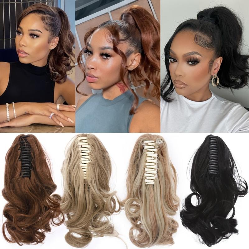 35 56 Cm Short Claw Ponytail Hair Extensions Curly Real Hair Piece Clip In Hair