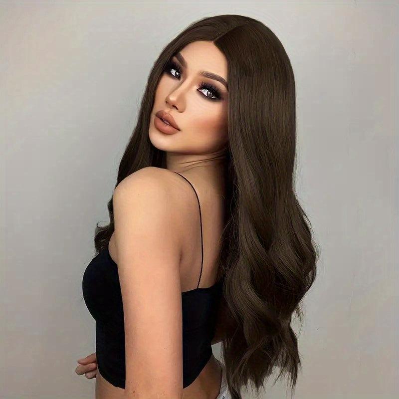 66 Cm Long Curly Wavy Hair Wigs Synthetic Fiber Hair Replacement for Party Wear
