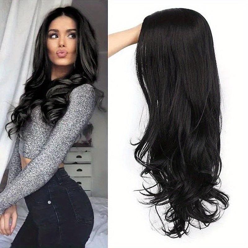 66 Cm Long Curly Wavy Hair Wigs Synthetic Fiber Hair Replacement for Party Wear