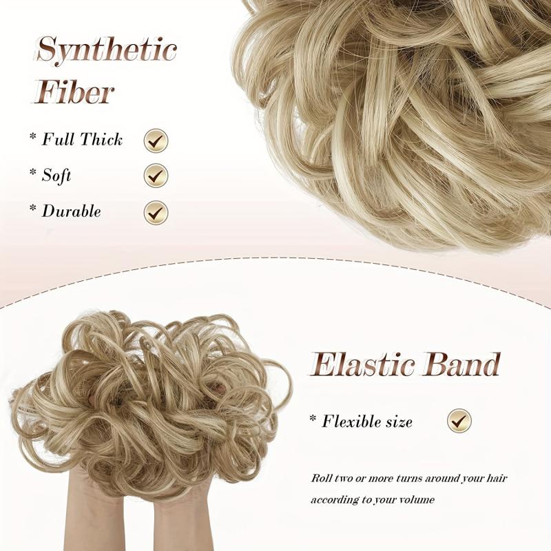 Synthetic Messy Bun Scrunchies Wavy Chignon Ponytail Hair Extensions