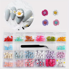 21 Grids 3D Resin Flower Fruit Nail Charms