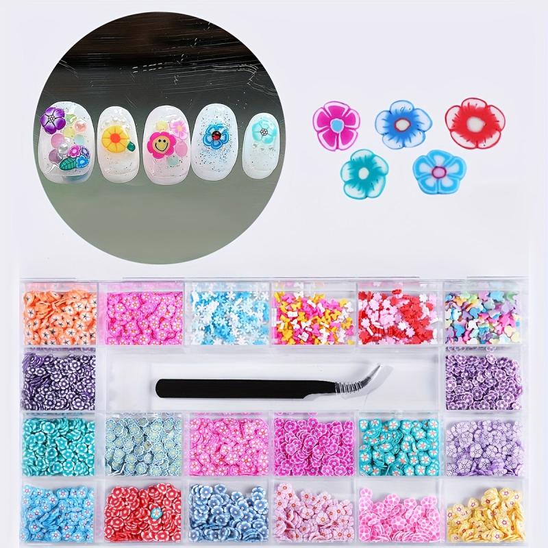 21 Grids 3D Resin Flower Fruit Nail Charms