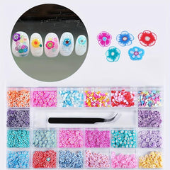 21 Grids 3D Resin Flower Fruit Nail Charms