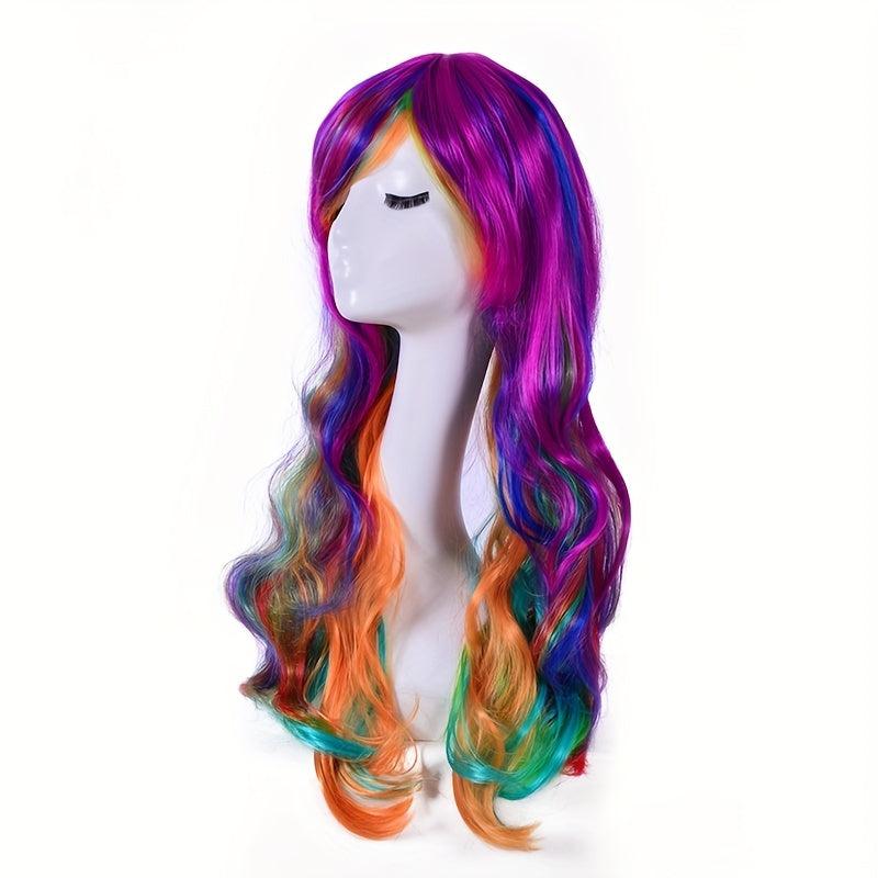 Long Curly Halloween Wig for Cosplay Prom Anime Fans Synthetic Material