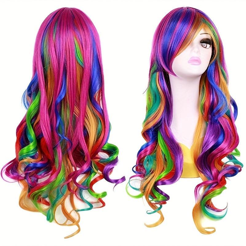 Long Curly Halloween Wig for Cosplay Prom Anime Fans Synthetic Material