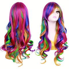 Long Curly Halloween Wig for Cosplay Prom Anime Fans Synthetic Material