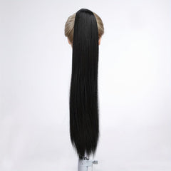 Long Straight Ponytail Extension Wrap Around Ponytail Synthetic Hair Blond