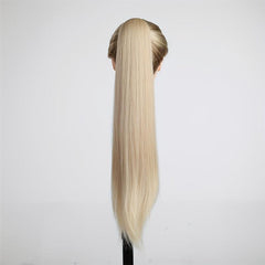 Long Straight Ponytail Extension Wrap Around Ponytail Synthetic Hair Blond