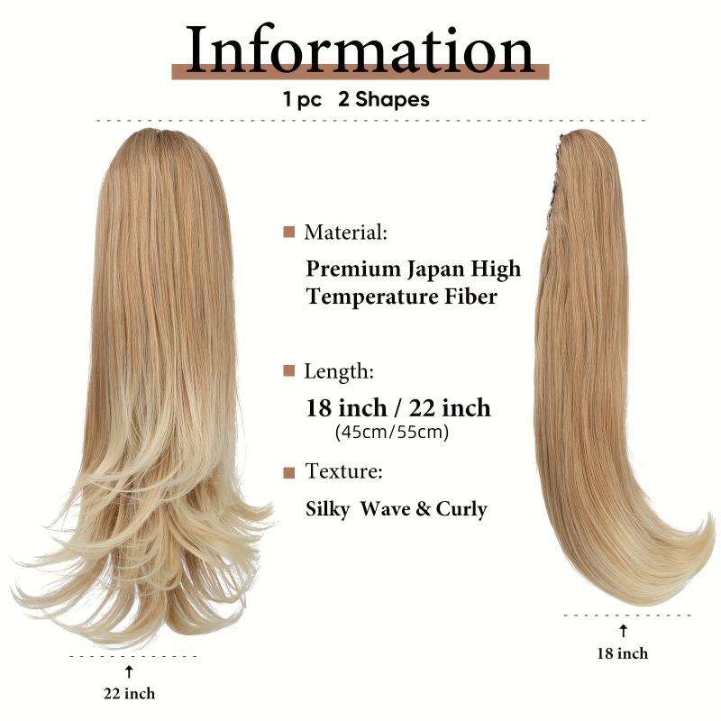 Long Curly Claw Ponytail Synthetic Hair Extensions Easy To Wear