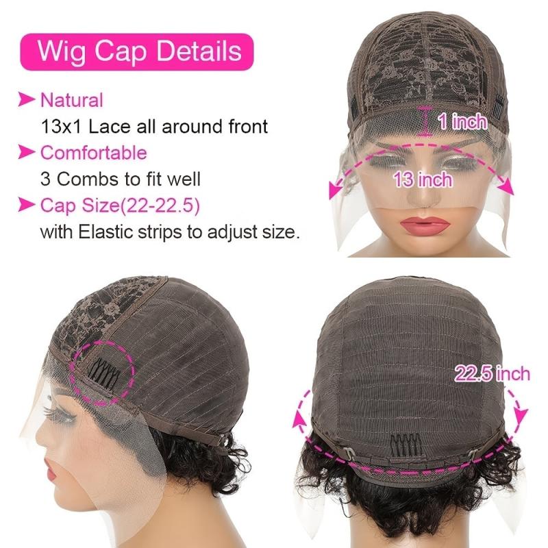Pixie Cut Short Curly Human Hair Wigs For Women