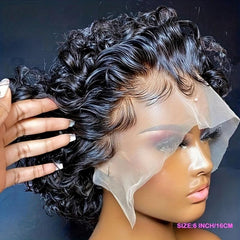 Pixie Cut Short Curly Human Hair Wigs For Women