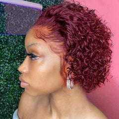 Pixie Cut Short Curly Human Hair Wigs For Women