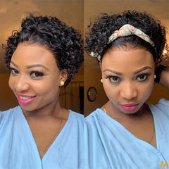 Pixie Cut Short Curly Human Hair Wigs For Women