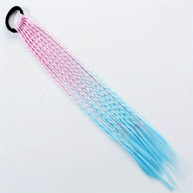 Colorful Hairpins Princess Gradient Long Curly Hair Wig Girl