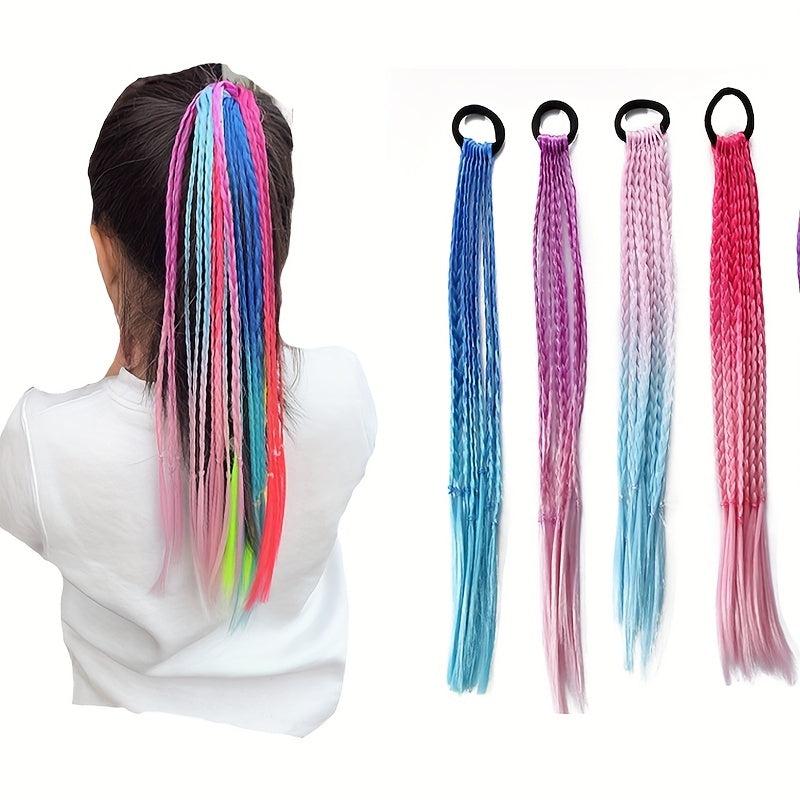Colorful Hairpins Princess Gradient Long Curly Hair Wig Girl