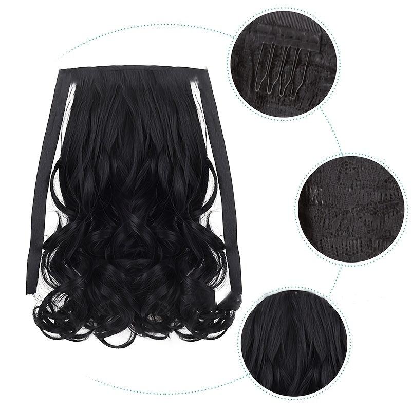 Short Curly Ponytail Hairpiece Heat Resistant Synthetic Drawstring