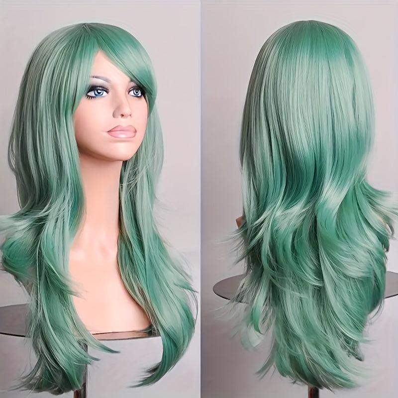 Pink Wavy Wig Curly Witch Heat Resistant Synthetic Halloween Cosplay Wig