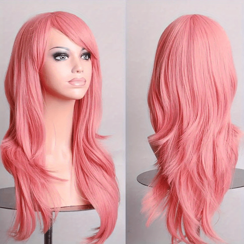 Pink Wavy Wig Curly Witch Heat Resistant Synthetic Halloween Cosplay Wig
