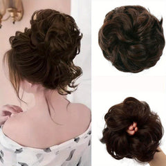 100% Human Hair Messy Bun Curly Hair Extensions Scrunchie Tousled Updo