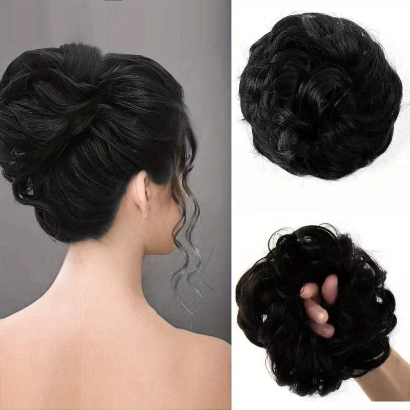 100% Human Hair Messy Bun Curly Hair Extensions Scrunchie Tousled Updo